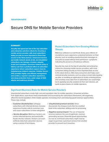 Secure DNS For Mobile Service Providers