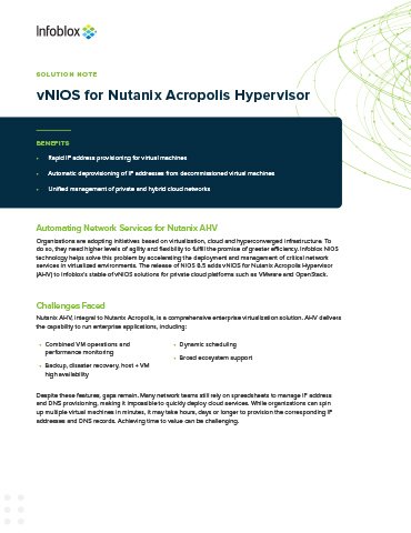 VNIOS For Nutanix Acropolis Hypervisor